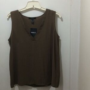 Olive Green Sleeveless V neck Top